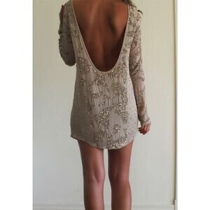 All Saints Poison Chiffon Spain Long Sleeve Mini Dress Mist Women's 6 UK / 2 US